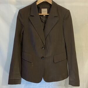 The Limited Travel Collection Brown Size 6 Wool Blend Window-Pained Blazer